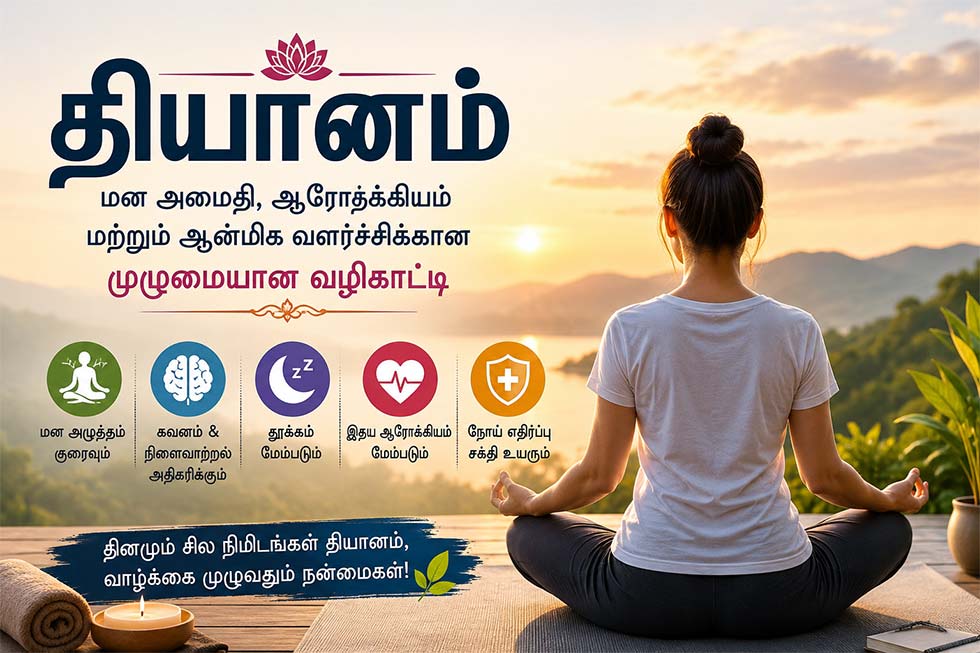 Woman practicing meditation peacefully during sunrise for mental wellness and stress relief